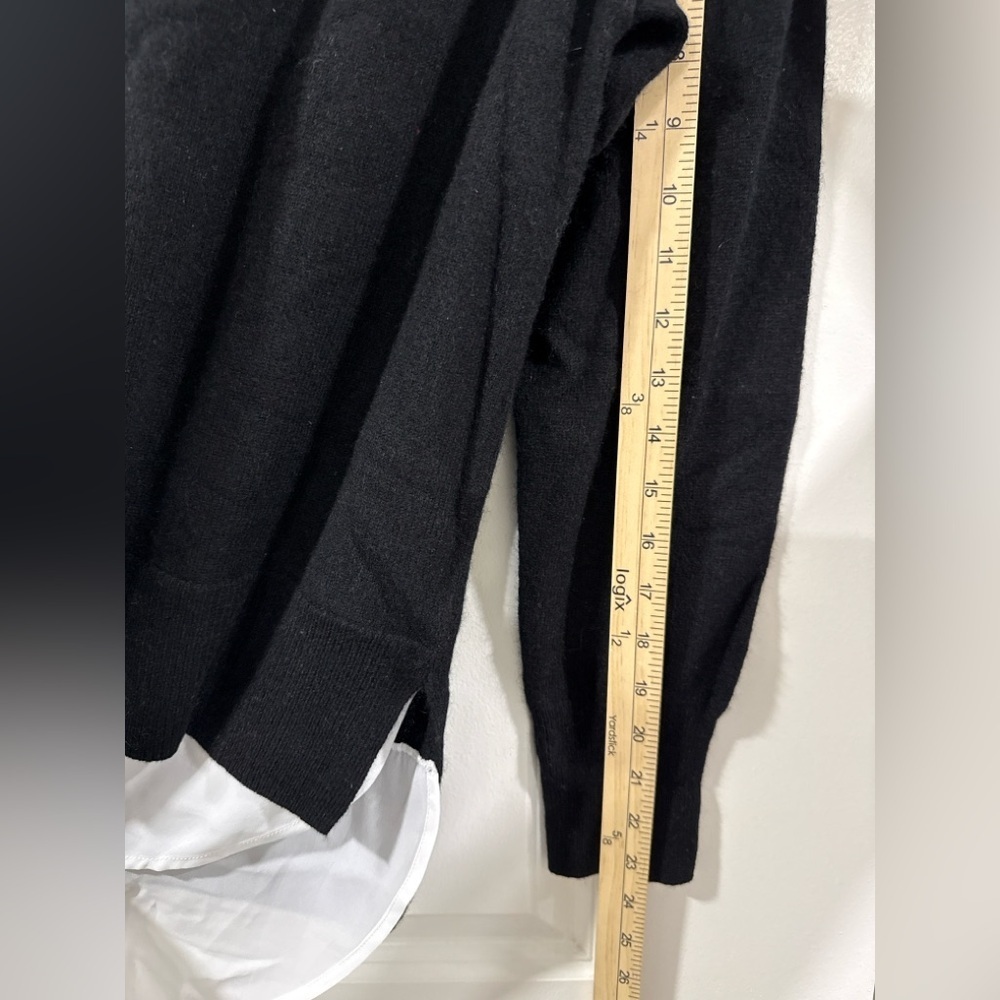 C by Bloomingdale’s Cashmere Layered Shirt Cardigan XL Black White NWT - Picture 8 of 11